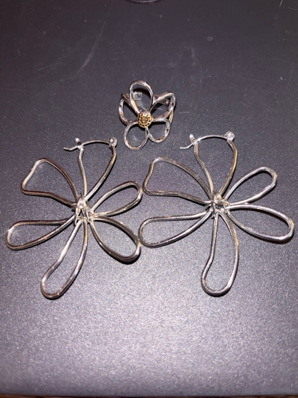 Sterling Silver Daisy Earrings/Ring